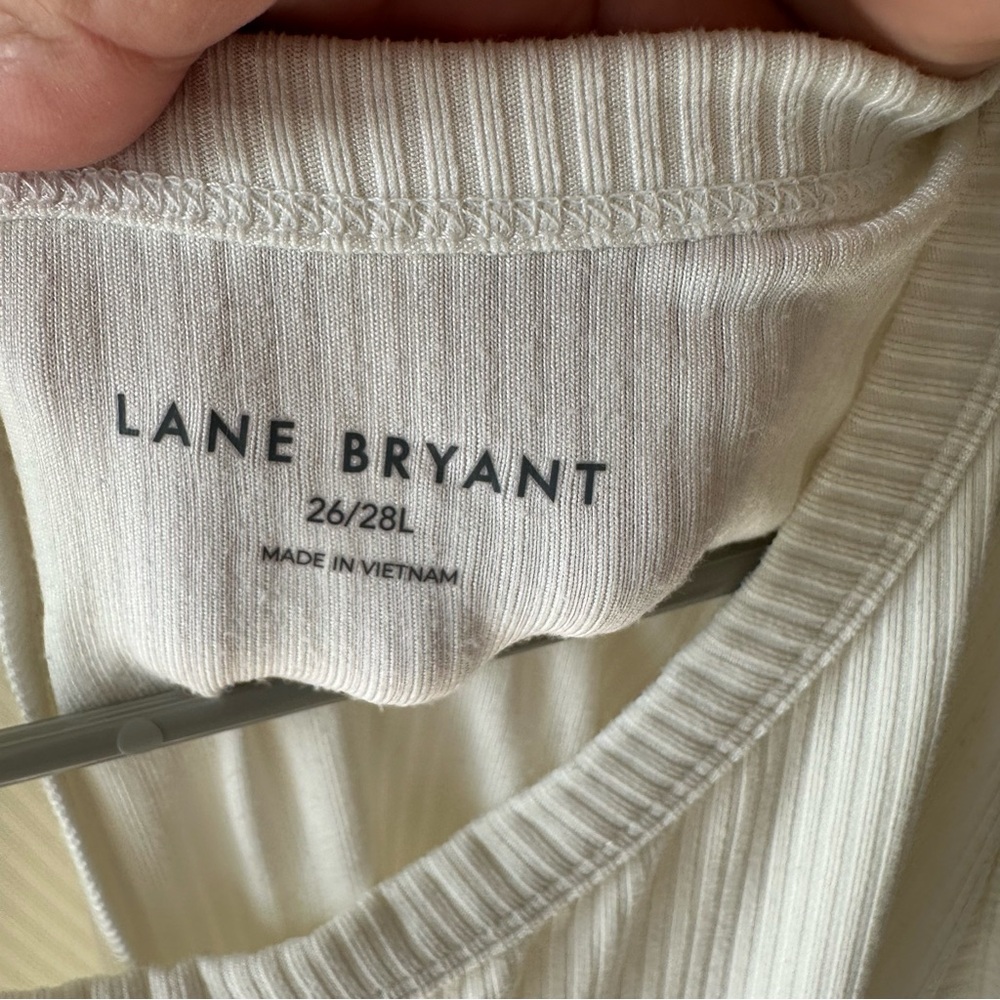Lane Bryant Sleeveless crew neck cream ribbed tank 26/28 Long NWOT - Picture 7 of 7